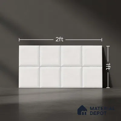 Faux Subway Look Glossy Finish White Ceramic Wall Tile | TL 07515 2 ft x 1 ft - 8 mm | Suitable For Kitchen & Bathroom