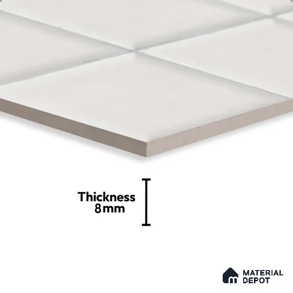 Faux Subway Look Glossy Finish White Ceramic Wall Tile | TL 07515 2 ft x 1 ft - 8 mm | Suitable For Kitchen & Bathroom