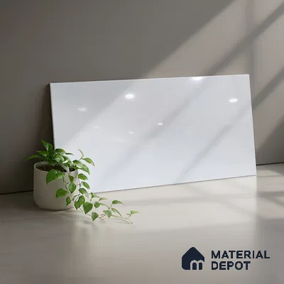 Plain Wall Tile TL 07517 Cool White 2 ft x 1 ft Glossy Finish Ceramic Tile - 9 mm | Suitable For Kitchen, Bathroom, Backsplash
