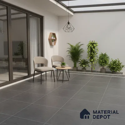 Stone Floor Tile TL 07521 E Signature Nero 16 x 16 inch Texture Finish Vitrified Tile - 12 mm | Suitable for Parking, Outdoor & Bathroom | Pattern Alignment May Vary | 2-3 mm Spacer is Mandatory (Sample)