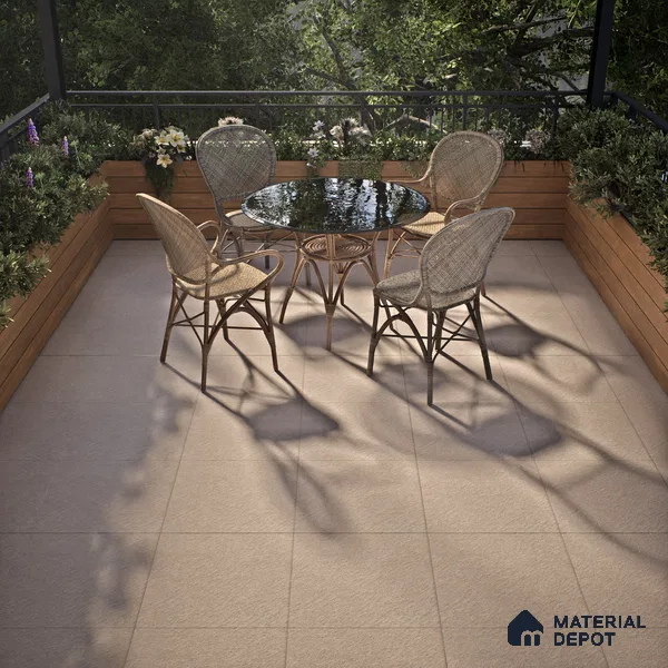 Stone Floor Tile TL 07521 Signature Beige 16 x 16 inch Texture Finish Vitrified Tile - 12 mm | Suitable for Parking, Outdoor & Bathroom | Pattern Alignment May Vary | 2-3 mm Spacer is Mandatory