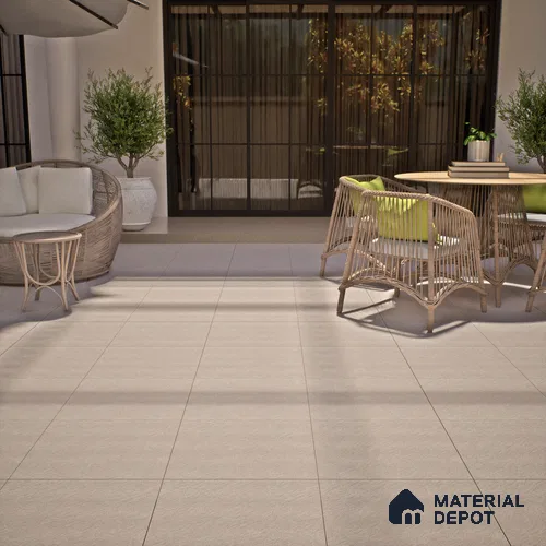 Stone Floor Tile TL 07521 Signature Beige 16 x 16 inch Texture Finish Vitrified Tile - 12 mm | Suitable for Parking, Outdoor & Bathroom | Pattern Alignment May Vary | 2-3 mm Spacer is Mandatory