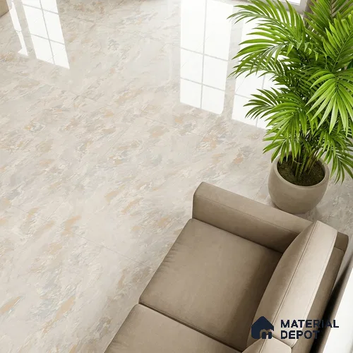 Double Charge Floor & Wall Tile TL 07522 Dualcore Everest White 4 ft x 2 ft Vitrified Glossy Finish - 9 mm | Suitable for Bedroom, Living Room, Office & Bathroom Wall
