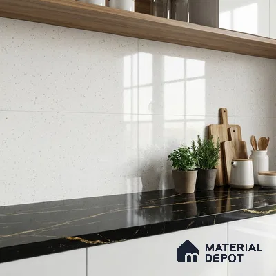 Cream Marble Wall Tile TL 07523 Lustra 3032 Tab L 2 ft x 1 ft Ceramic Glossy Finish - 9 mm |  | Suitable for Living Room, Bedroom, Bathroom