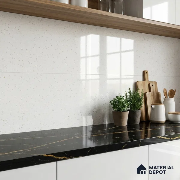 Cream Marble Wall Tile TL 07523 Lustra 3032 Tab L 2 ft x 1 ft Ceramic Glossy Finish - 9 mm | | Suitable for Living Room, Bedroom, Bathroom