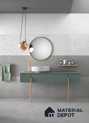 Beige Highlighter Wall Tile TL 07524 B Lustra Terrazzo Willow Decor 2 ft x 1 ft Ceramic Carving Satin Finish - 9 mm | Suitable For Kitchen Backsplash, Bathroom & Basin Accent