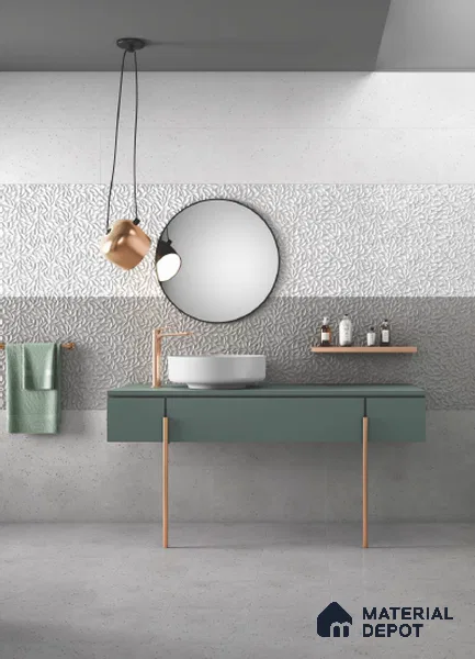 Beige Highlighter Wall Tile TL 07524 B Lustra Terrazzo Willow Decor 2 ft x 1 ft Ceramic Carving Satin Finish - 9 mm | Suitable For Kitchen Backsplash, Bathroom & Basin Accent