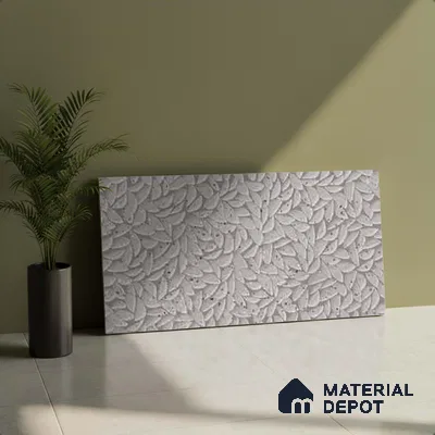 Grey Highlighter Wall Tile TL 07524 G Lustra Terrazzo Grey Decor 2 ft x 1 ft Ceramic Carving Satin Finish - 9 mm | Suitable For Kitchen Backsplash, Bathroom & Basin Accent