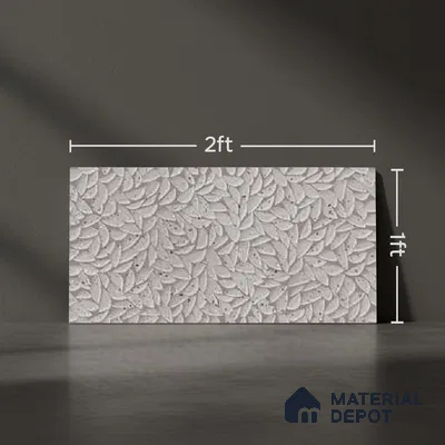 Grey Highlighter Wall Tile TL 07524 G Lustra Terrazzo Grey Decor 2 ft x 1 ft Ceramic Carving Satin Finish - 9 mm | Suitable For Kitchen Backsplash, Bathroom & Basin Accent
