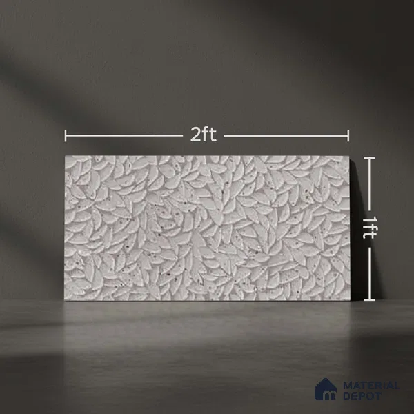 Grey Highlighter Wall Tile TL 07524 G Lustra Terrazzo Grey Decor 2 ft x 1 ft Ceramic Carving Satin Finish - 9 mm | Suitable For Kitchen Backsplash, Bathroom & Basin Accent