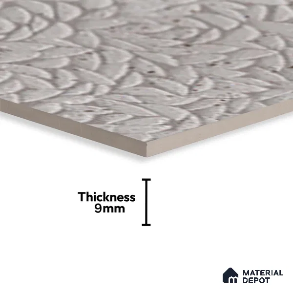 Grey Highlighter Wall Tile TL 07524 G Lustra Terrazzo Grey Decor 2 ft x 1 ft Ceramic Carving Satin Finish - 9 mm | Suitable For Kitchen Backsplash, Bathroom & Basin Accent
