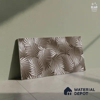 Grey Highlighter Wall Tile TL 07528 C Lustra Brilliant Forest Decor 2 ft x 1 ft Ceramic Glossy Finish - 9 mm | Suitable For Kitchen, Bathroom & Accent/Feature Wall