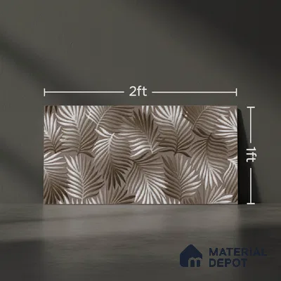 Grey Highlighter Wall Tile TL 07528 C Lustra Brilliant Forest Decor 2 ft x 1 ft Ceramic Glossy Finish - 9 mm | Suitable For Kitchen, Bathroom & Accent/Feature Wall