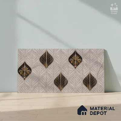 Grey Highlighter Wall Tile TL 07529 B Lustra Aegean Ash 2 ft x 1 ft Ceramic Glossy Finish - 9 mm | Suitable For Kitchen, Bathroom & Accent/Feature Wall