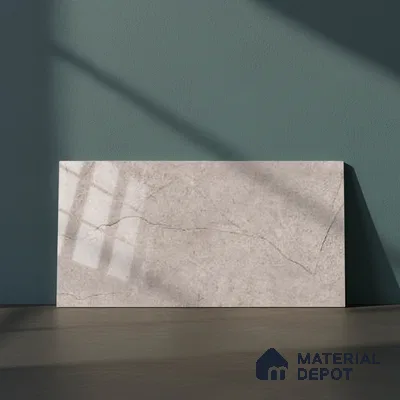 Grey Marble Wall Tile TL 07529 C Lustra Aegean Motif 2 ft x 1 ft Ceramic Glossy Finish - 9 mm |  | Suitable for Living Room, Bedroom, Bathroom
