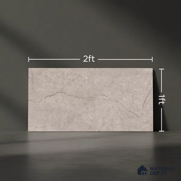 Grey Marble Wall Tile TL 07529 C Lustra Aegean Motif 2 ft x 1 ft Ceramic Glossy Finish - 9 mm | | Suitable for Living Room, Bedroom, Bathroom