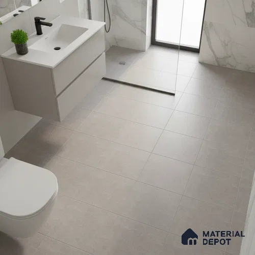 Grey Marble Floor Tile TL 07529 D Lustra Aegean Motif - Floor 1 ft x 1 ft Ceramic Carving Matte Finish - 9 mm |  | Suitable for Living Room, Bedroom, Bathroom