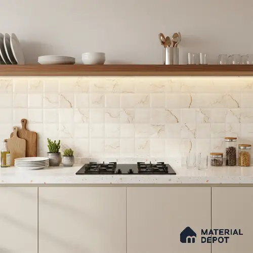 Beige Highlighter Wall Tile TL 07530 C Lustra 3023 Jazz L 2 ft x 1 ft Ceramic Glossy Finish - 9 mm |  | Suitable for Living Room, Bedroom, Bathroom