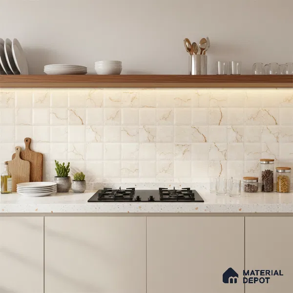 Beige Highlighter Wall Tile TL 07530 C Lustra 3023 Jazz L 2 ft x 1 ft Ceramic Glossy Finish - 9 mm | | Suitable for Living Room, Bedroom, Bathroom