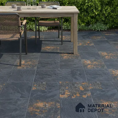 Parking Floor Tile TL 07532 Stonis Black 400x400 mm Matte Finish Vitrified Tile - 12 mm | Pattern Alignment May Vary | 2-3 mm Spacer is Mandatory