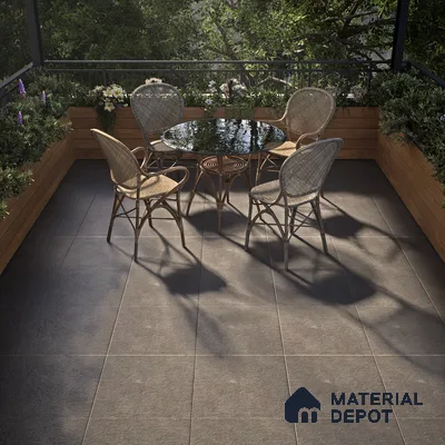 Stone Floor Tile TL 07533 B Gliter Nero 16 x 16 inch Texture Finish Vitrified Tile - 12 mm | Suitable for Parking, Outdoor & Bathroom | Pattern Alignment May Vary | 2-3 mm Spacer is Mandatory