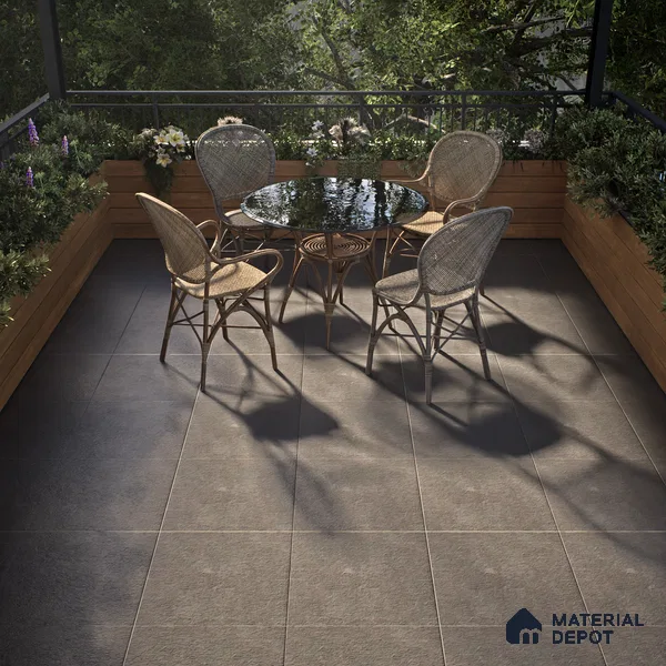 Stone Floor Tile TL 07533 B Gliter Nero 16 x 16 inch Texture Finish Vitrified Tile - 12 mm | Suitable for Parking, Outdoor & Bathroom | Pattern Alignment May Vary | 2-3 mm Spacer is Mandatory