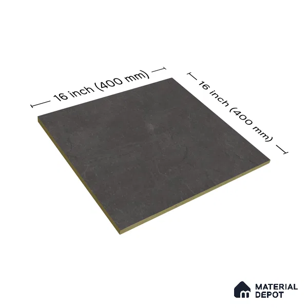 Stone Floor Tile TL 07533 B Gliter Nero 16 x 16 inch Texture Finish Vitrified Tile - 12 mm | Suitable for Parking, Outdoor & Bathroom | Pattern Alignment May Vary | 2-3 mm Spacer is Mandatory