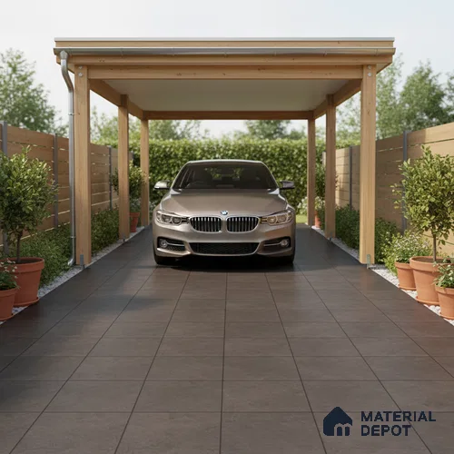 Stone Floor Tile TL 07533 C Glitter Coffee 16 x 16 inch Texture Finish Vitrified Tile - 12 mm | Suitable for Parking, Outdoor & Bathroom | Pattern Alignment May Vary | 2-3 mm Spacer is Mandatory