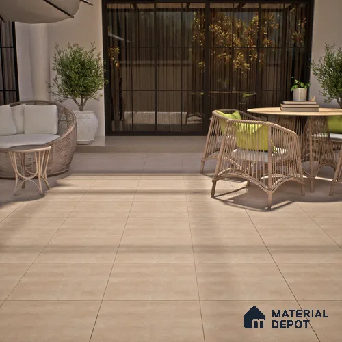 Stone Floor Tile TL 07533 Glitter Beige 16 x 16 inch Texture Finish Vitrified Tile - 12 mm | Suitable for Parking, Outdoor & Bathroom | Pattern Alignment May Vary | 2-3 mm Spacer is Mandatory