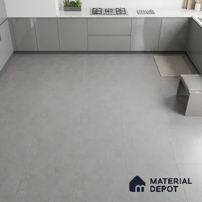 Cement Look Floor Tile TL 07534 Burnished Chrome 2 ft x 2 ft Matte Finish Vitrified Tile - 9 mm | 8 Random | Design Suitable For Living Room, Bedroom & Dining