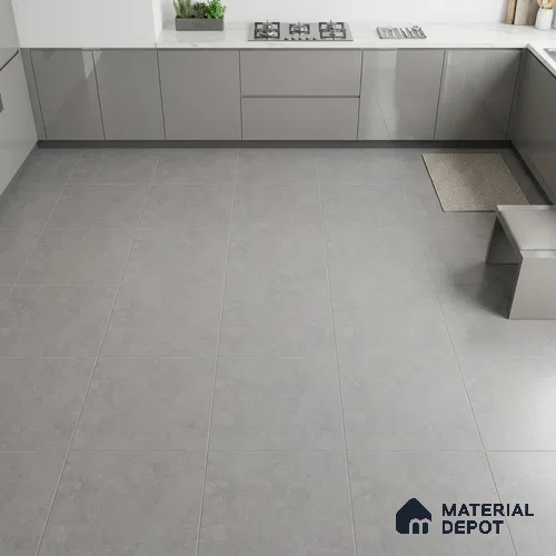 Cement Look Floor Tile TL 07534 Burnished Chrome 2 ft x 2 ft Matte Finish Vitrified Tile - 9 mm | 8 Random | Design Suitable For Living Room, Bedroom & Dining