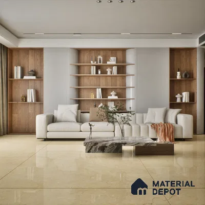Marble Floor & Wall Tile TL 07536 Bottochino Florito 6 ft x 4 ft Glossy Finish Vitrified Tile - 15 mm | Suitable For living Room, Bedroom, Bathroom | Adhesive and Spacers Must be Used During Installation