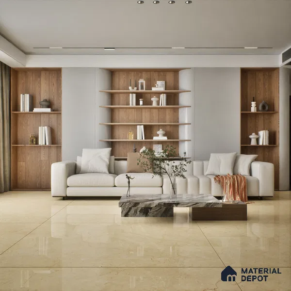 Marble Floor & Wall Tile TL 07536 Bottochino Florito 6 ft x 4 ft Glossy Finish Vitrified Tile - 15 mm | Suitable For living Room, Bedroom, Bathroom | Adhesive and Spacers Must be Used During Installation