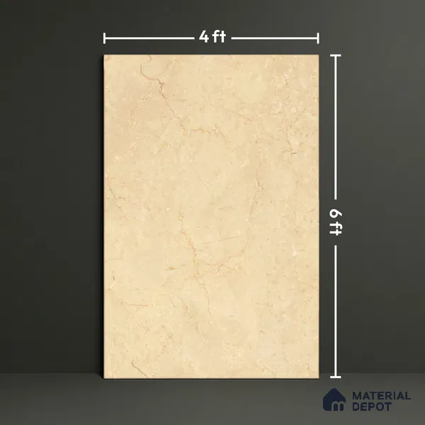 Marble Floor & Wall Tile TL 07536 Bottochino Florito 6 ft x 4 ft Glossy Finish Vitrified Tile - 15 mm | Suitable For living Room, Bedroom, Bathroom | Adhesive and Spacers Must be Used During Installation