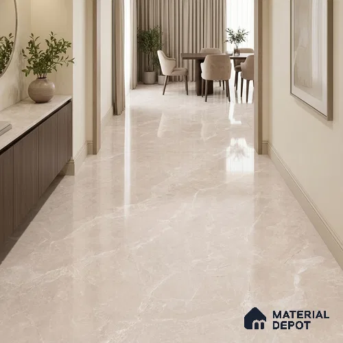 Marble Floor Tile TL 07537 E Italian Crema Endless 6 ft x 4 ft Glossy Finish Colorbody Vitrified Tile - 15 mm | Suitable For Living Room, Bedroom & Dining Area