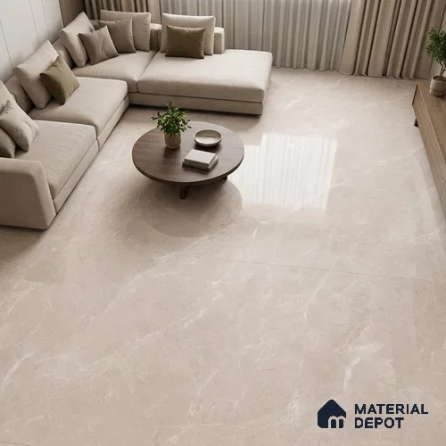 Marble Floor Tile TL 07537 E Italian Crema Endless 6 ft x 4 ft Glossy Finish Colorbody Vitrified Tile - 15 mm | Suitable For Living Room, Bedroom & Dining Area