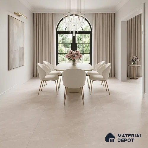 Marble Floor & Wall Tile TL 07537 G Italian Crema Endless 6 ft x 4 ft Satin Finish Vitrified Tile - 9 mm | Suitable For Living Room, Bedroom & Dining Area