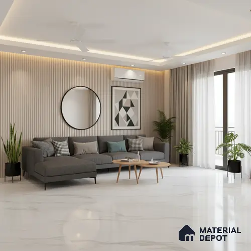 Marble Floor & Wall Tile TL 07538 Staturio Saga 6 ft x 4 ft Glossy Finish Vitrified Tile - 15 mm | Suitable For living Room, Bedroom, Bathroom