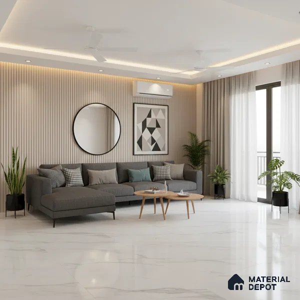 Marble Floor & Wall Tile TL 07538 Staturio Saga 6 ft x 4 ft Glossy Finish Vitrified Tile - 15 mm | Suitable For living Room, Bedroom, Bathroom