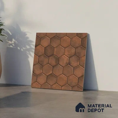 Hexagonal Floor Tile TL 07539 Essa Bronze 16 x 16 inch Texture Finish Vitrified Tile - 12 mm | Suitable for Parking, Outdoor & Bathroom | Pattern Alignment May Vary | 2-3 mm Spacer is Mandatory