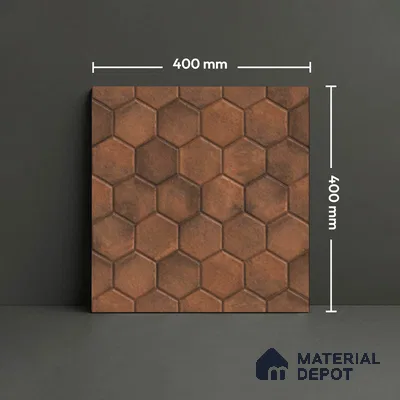 Hexagonal Floor Tile TL 07539 Essa Bronze 16 x 16 inch Texture Finish Vitrified Tile - 12 mm | Suitable for Parking, Outdoor & Bathroom | Pattern Alignment May Vary | 2-3 mm Spacer is Mandatory