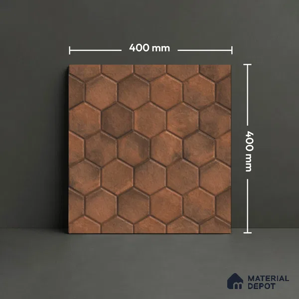 Hexagonal Floor Tile TL 07539 Essa Bronze 16 x 16 inch Texture Finish Vitrified Tile - 12 mm | Suitable for Parking, Outdoor & Bathroom | Pattern Alignment May Vary | 2-3 mm Spacer is Mandatory