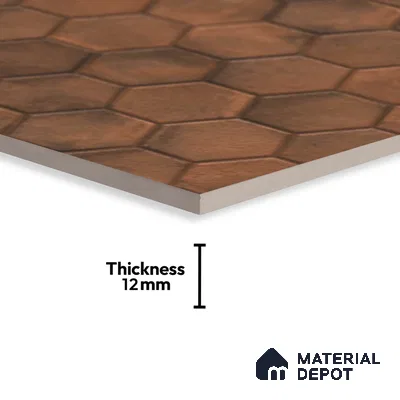 Hexagonal Floor Tile TL 07539 Essa Bronze 16 x 16 inch Texture Finish Vitrified Tile - 12 mm | Suitable for Parking, Outdoor & Bathroom | Pattern Alignment May Vary | 2-3 mm Spacer is Mandatory