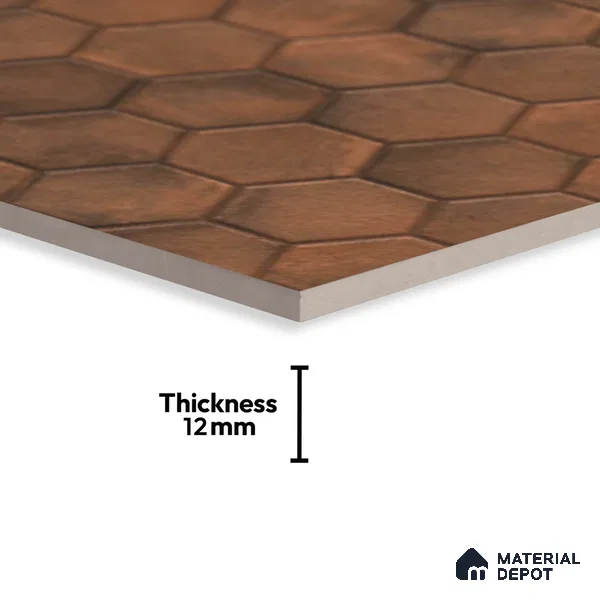 Hexagonal Floor Tile TL 07539 Essa Bronze 16 x 16 inch Texture Finish Vitrified Tile - 12 mm | Suitable for Parking, Outdoor & Bathroom | Pattern Alignment May Vary | 2-3 mm Spacer is Mandatory