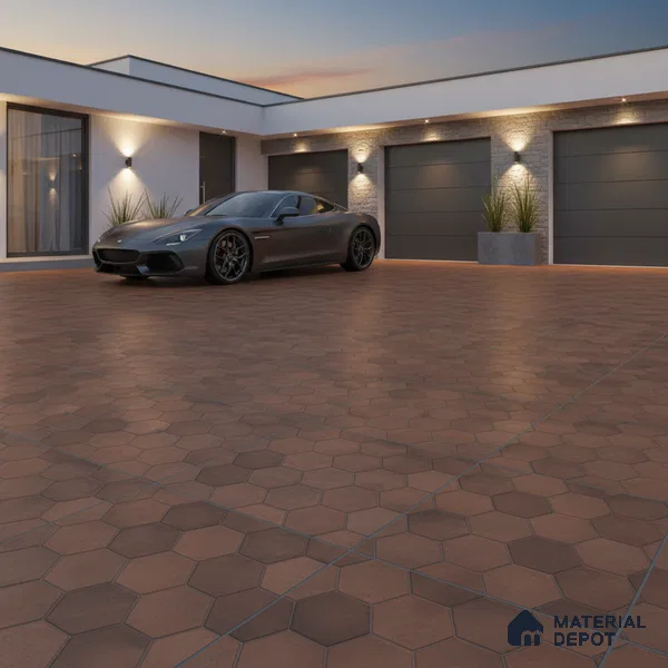 Hexagonal Floor Tile TL 07539 Essa Bronze 16 x 16 inch Texture Finish Vitrified Tile - 12 mm | Suitable for Parking, Outdoor & Bathroom | Pattern Alignment May Vary | 2-3 mm Spacer is Mandatory (Sample)