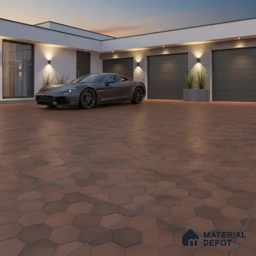 Hexagonal Floor Tile TL 07539 Essa Bronze 16 x 16 inch Texture Finish Vitrified Tile - 12 mm | Suitable for Parking, Outdoor & Bathroom | Pattern Alignment May Vary | 2-3 mm Spacer is Mandatory