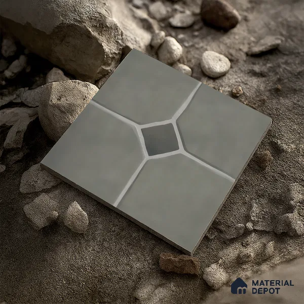 Stone Floor Tile TL 07540 Soapstone Olive 16 x 16 inch Texture Finish Vitrified Tile - 12 mm | Suitable for Parking, Outdoor & Bathroom | Pattern Alignment May Vary | 2-3 mm Spacer is Mandatory