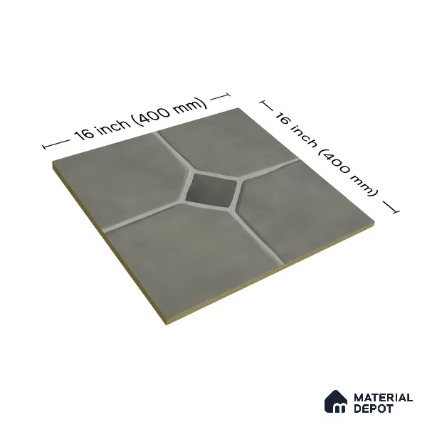 Stone Floor Tile TL 07540 Soapstone Olive 16 x 16 inch Texture Finish Vitrified Tile - 12 mm | Suitable for Parking, Outdoor & Bathroom | Pattern Alignment May Vary | 2-3 mm Spacer is Mandatory