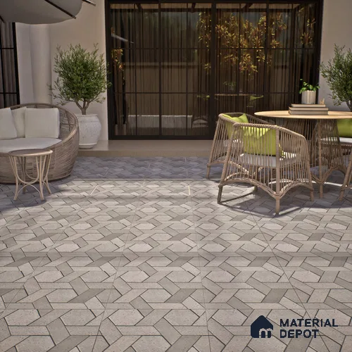 TL 07541 B Geometric Stone 16 x 16 inch Anti Skid Matte Finish Vitrified Floor Tile - 12 mm | Pattern Alignment May Vary | 2-3 mm Spacer is Mandatory