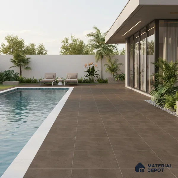 Parking Floor Tile TL 07544 Stonis Brown 400x400 mm Matte Finish Vitrified Tile - 12 mm | Pattern Alignment May Vary | 2-3 mm Spacer is Mandatory